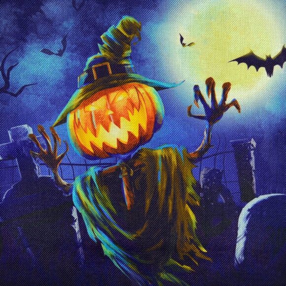 Halloween Throw Pillow Cover Set  Scary Pumpkin - Picture 2 of 4